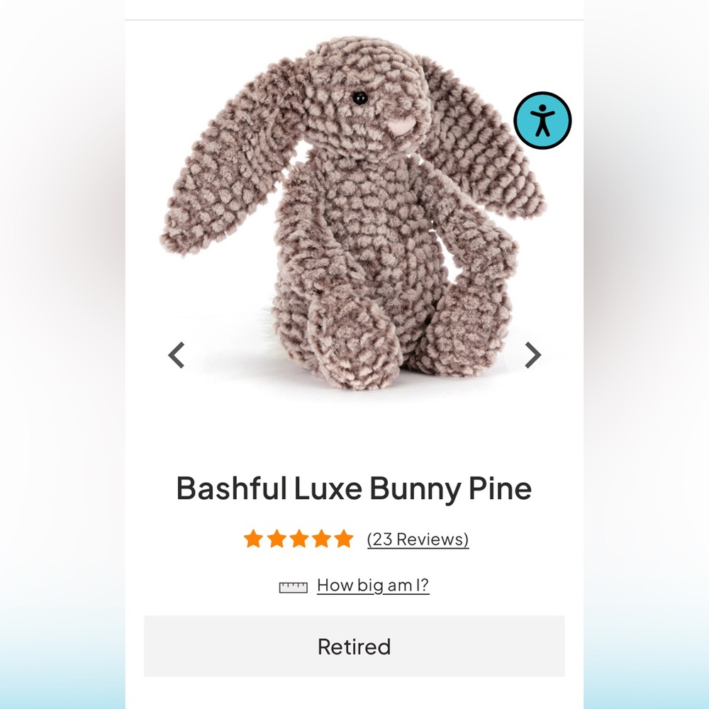 NWT Jellycat Bashful Luxe Bunny Pine RETIRED - Picture 8 of 8